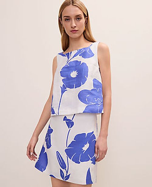 Ann Taylor Floral Tank Top in Linen