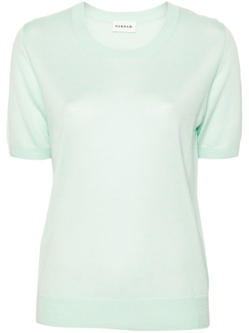 Linfa short-sleeve fine-knit top - Green