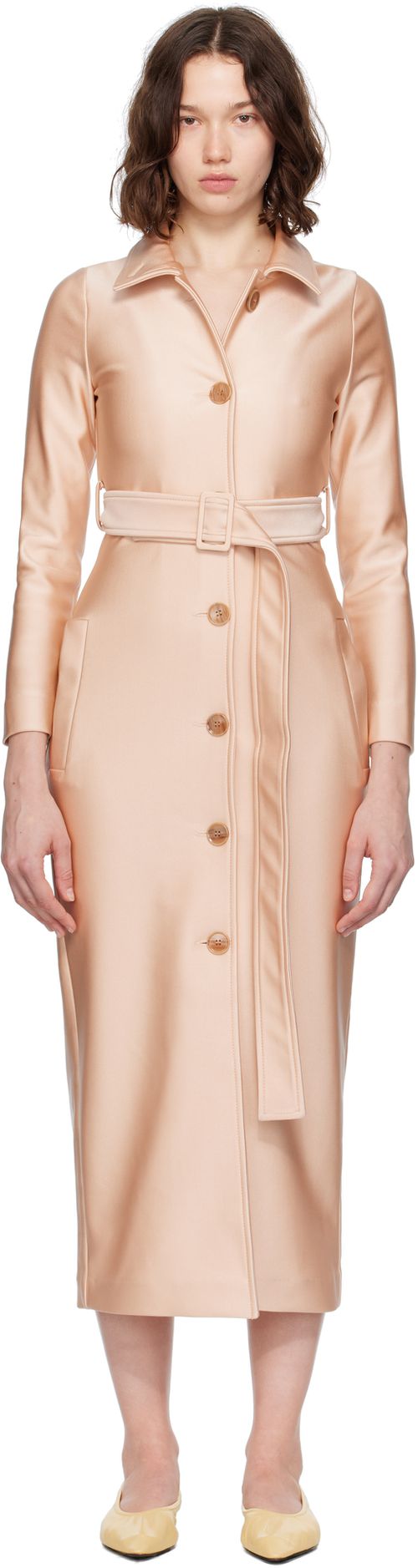 Beige Fitted Trench Coat