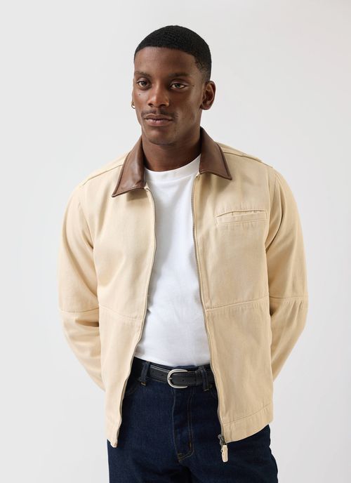 Preface Contrast Collar Jacket Cotton Twill Cream