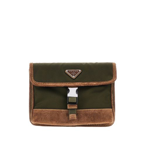 PRADA Re-Nylon and leather smartphone pouch Man One Size