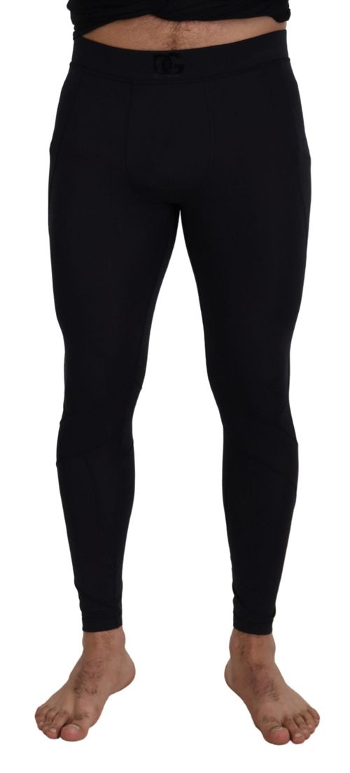 Nylon Stretch Leggings — Black