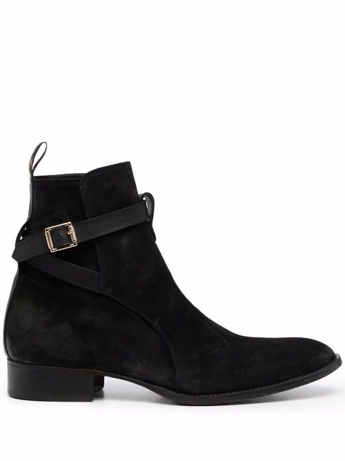 Buckled strap ankle boots - Black