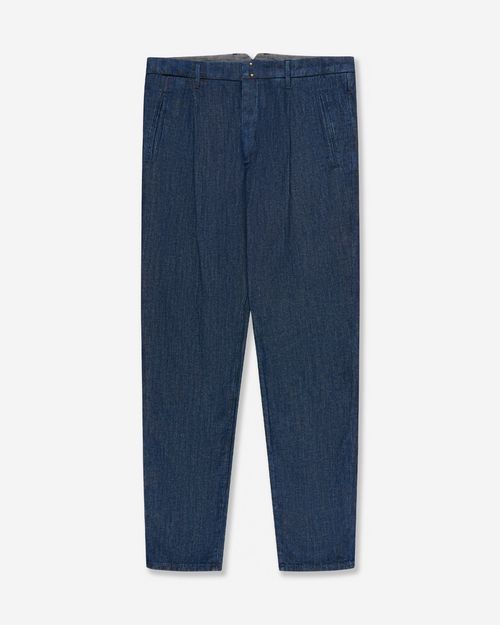 Tapered fit cotton trousers dark blue