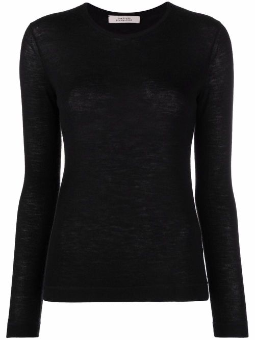 Longsleeved fine-knit jumper - Black