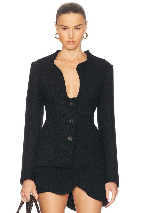 Ferragamo Single Breasted Blazer in Nero - Black. 44 also in