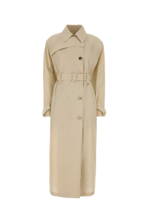 Cupro Blend Trench Coat — Beige