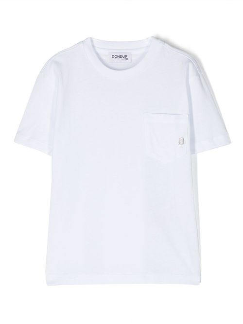 DONDUP KIDS logo plaque patch pocket T-shirt - White