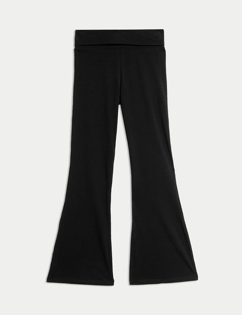 M&S Cotton Rich Flared Leggings 6-16 Yrs - 6-7 Years - Black, Black
