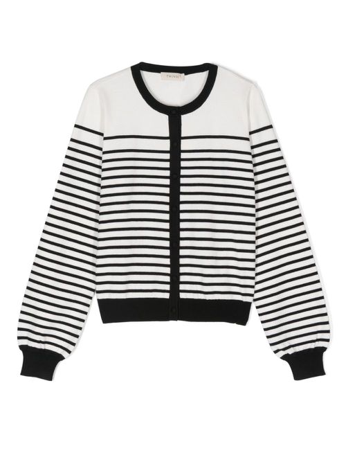 Logo-intarsia cardigan - White