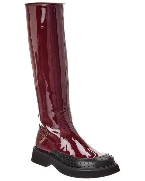 TODs Gomma Patent Knee-High Boot