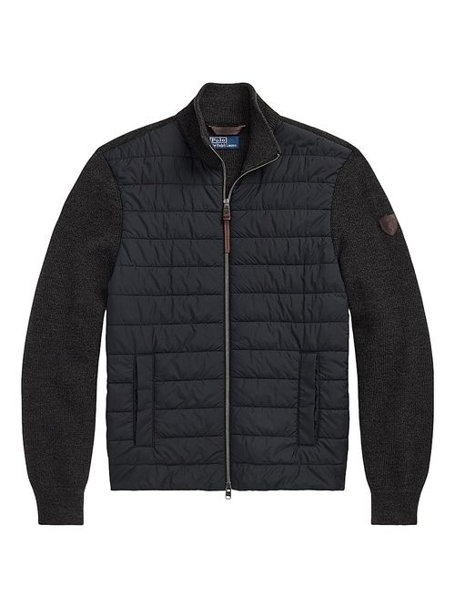 Men's Merino Wool Quilted Zip-Front Jacket - Charcoal Combo