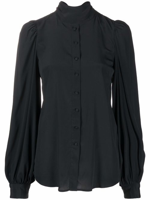 Stand-up collar blouse - Black