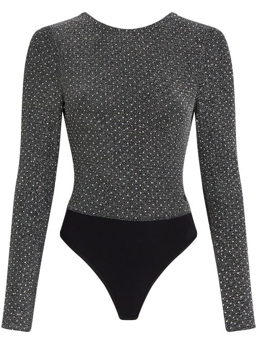 Crystal-embellished bodysuit - Grey