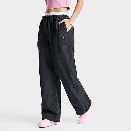 Women's Sportswear Loose High-Waisted Parachute Pants in Black/Chalk