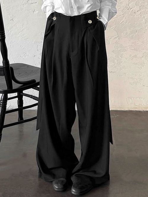 Men's Ribbon Patchwork Design Casual Pant SKUL43890 - Black / S