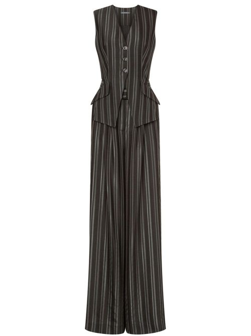 Tailored stripe-pattern jumpsuit - Grey