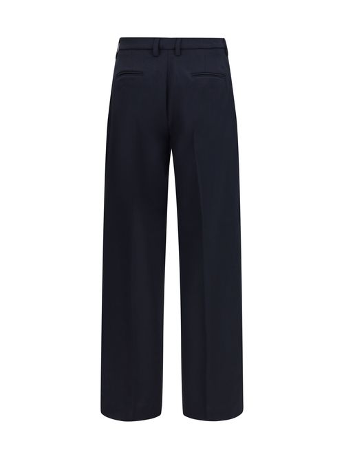 Wide-Leg Virgin Wool Trousers — Midnight Blue