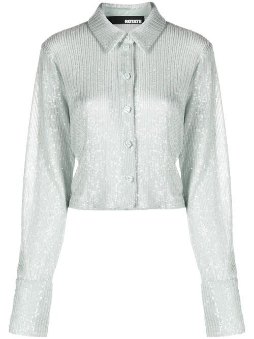 Sequin-embellished button-down cardigan - Blue