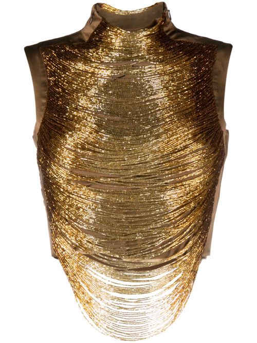 Taraji beaded silk blouse - Gold