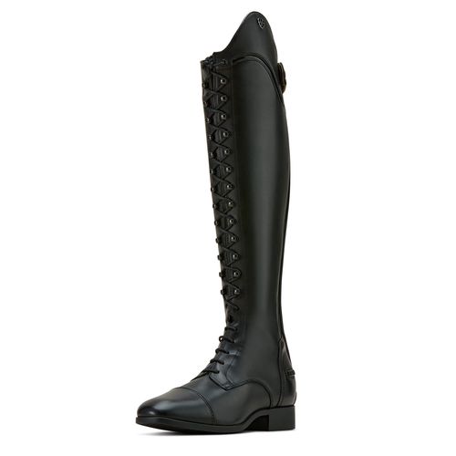 Women's Palisade Lace Tall Riding Boots in Black Black Saffiano, B Medium Width, Full Calf, Size 4, by Ariat