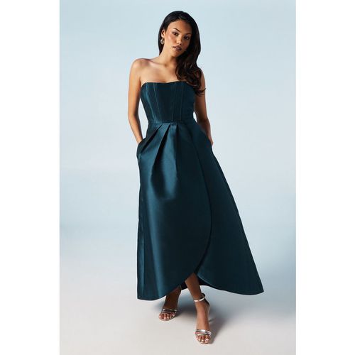 Corset Detail Twill Bridesmaids Dress