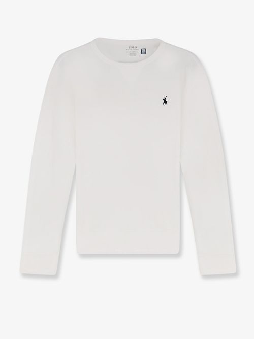 Cotton-Blend Crew Neck Sweatshirt — White