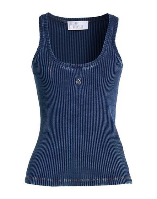Woman Tank top Blue Size L Cotton, Elastane