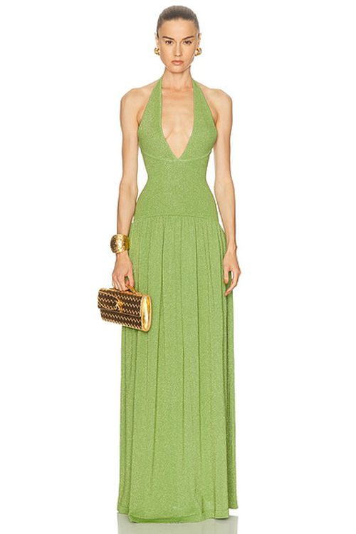 Retrofete Marcelle Dress in Metallic Kiwi - Green. XL also in L