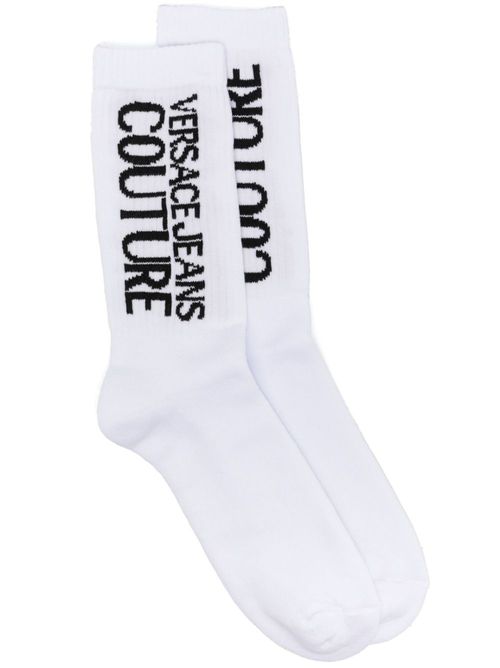 Logo-print cotton socks - White