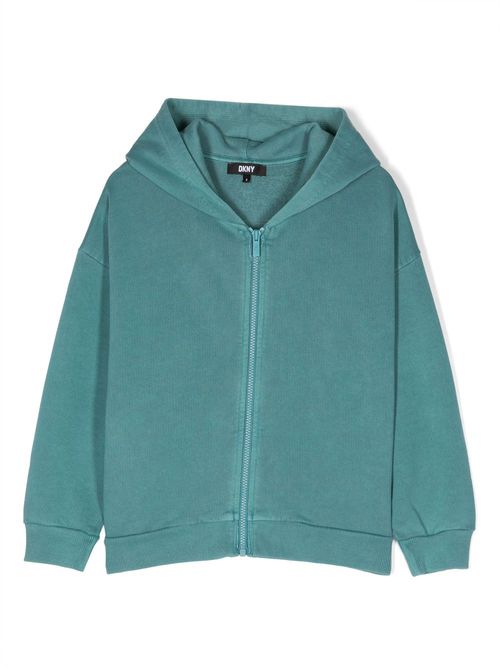 Logo-appliqué cotton hoodie - Blue