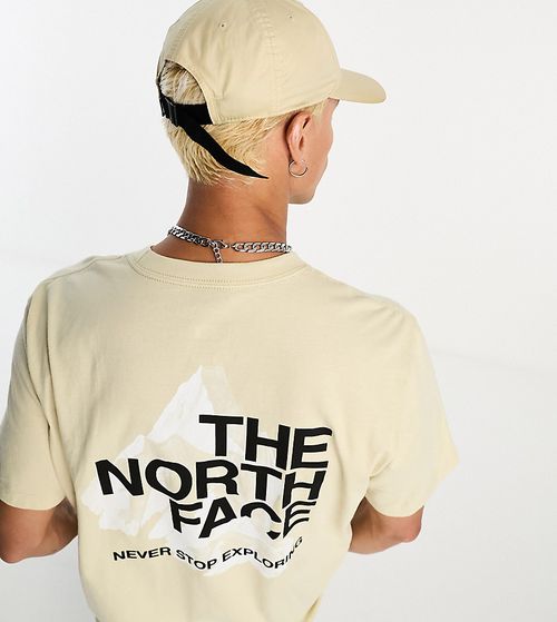 Mountain shadow back print t-shirt in beige - Exclusive at ASOS-Gray