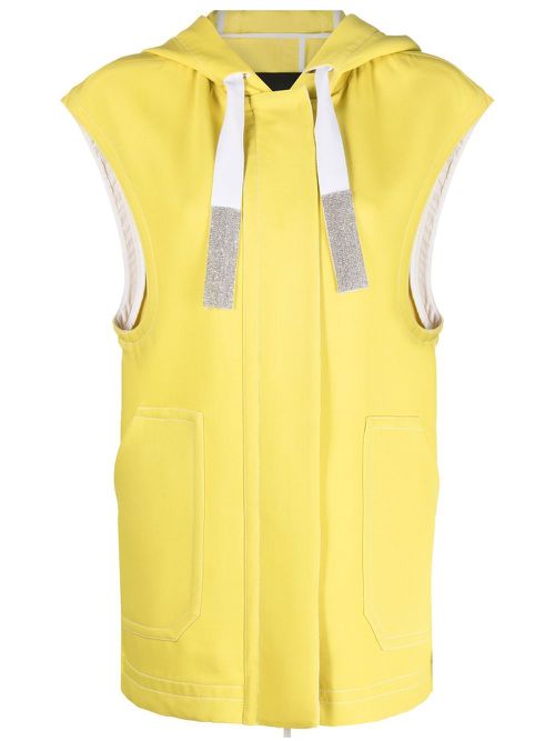 Zip-up hooded vest - Yellow
