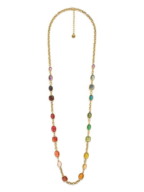 Cabochons 24kt gold plated long necklace