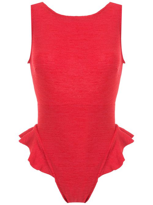 Goya ruffle-trimmed swimsuit - Red