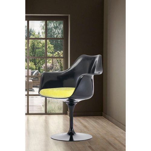 Black Tulip Armchair with Luxurious Cushion