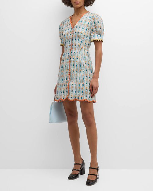 Marlee Short Embroidered Linen Dress