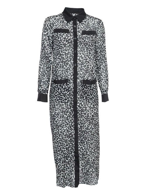 Leopard-print silk dress - Black