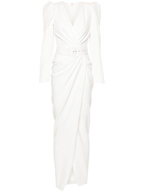 Chloe belted crepe dress - White