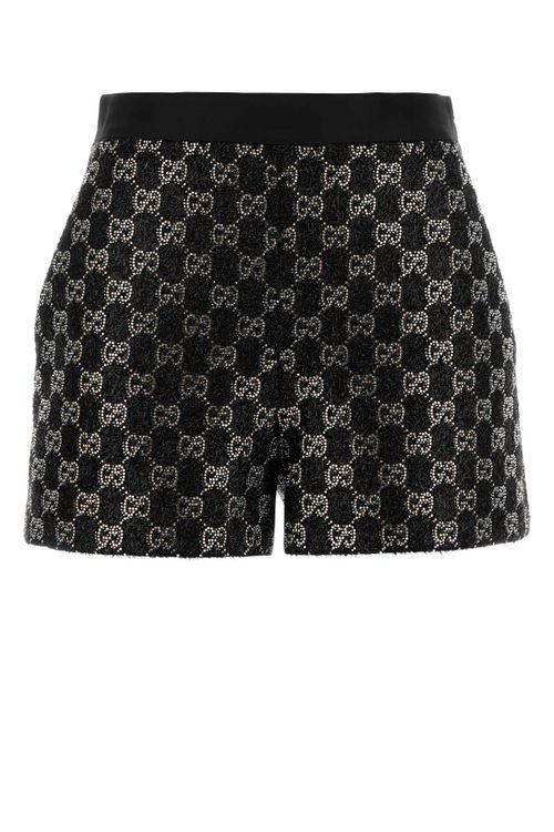 GG Monogram Tweed Bermudas — Black