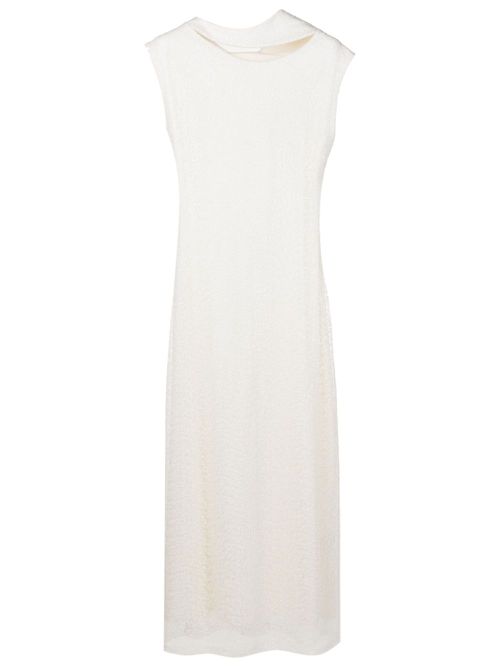 Sequin-embellished asymmetric-neck dress - White