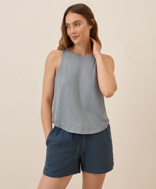 Women's Smoke Blue Featherweight Slub Reversible Tank