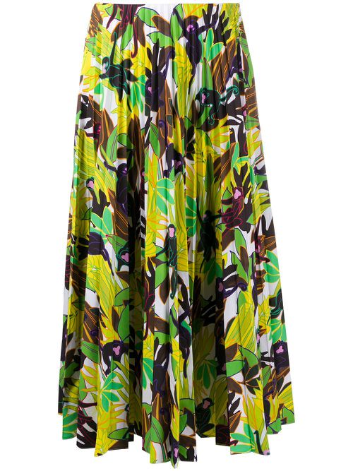 Monkey Forest pleated midi skirt - Green