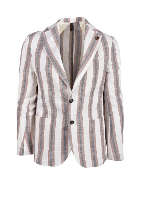 White and Blue Vertical Striped Jacket