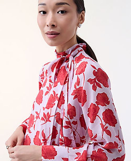 Ann Taylor Floral Bow Blouse