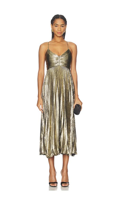 ASTR the Label Blythe Dress in Metallic Gold. L. Also in