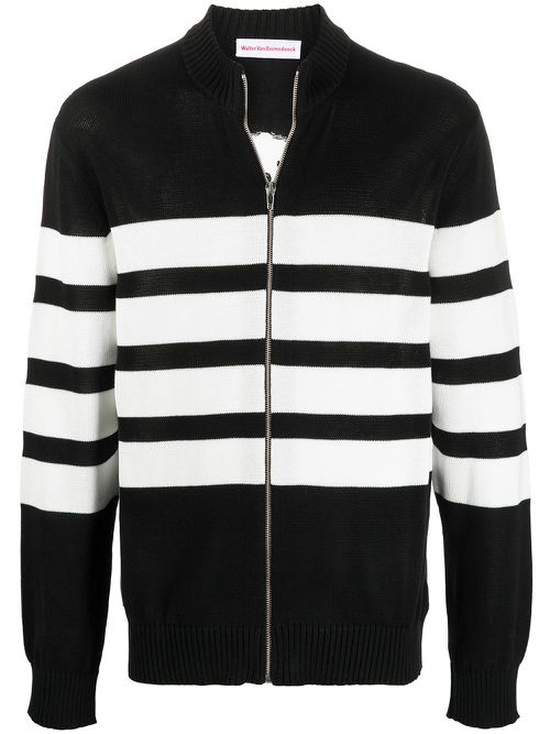 Stripe-print knit cardigan - Black