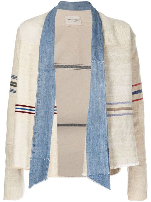 Stripe-print panelled jacket - Neutrals
