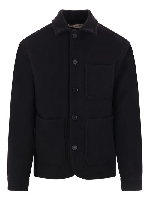 Button-closure patch-pocket jacket - Black