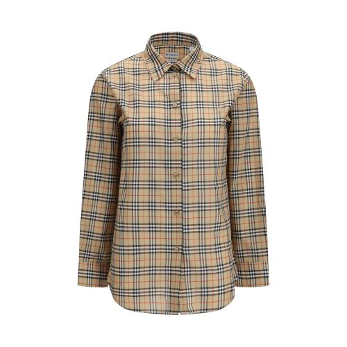 Check Cotton Shirt — Beige